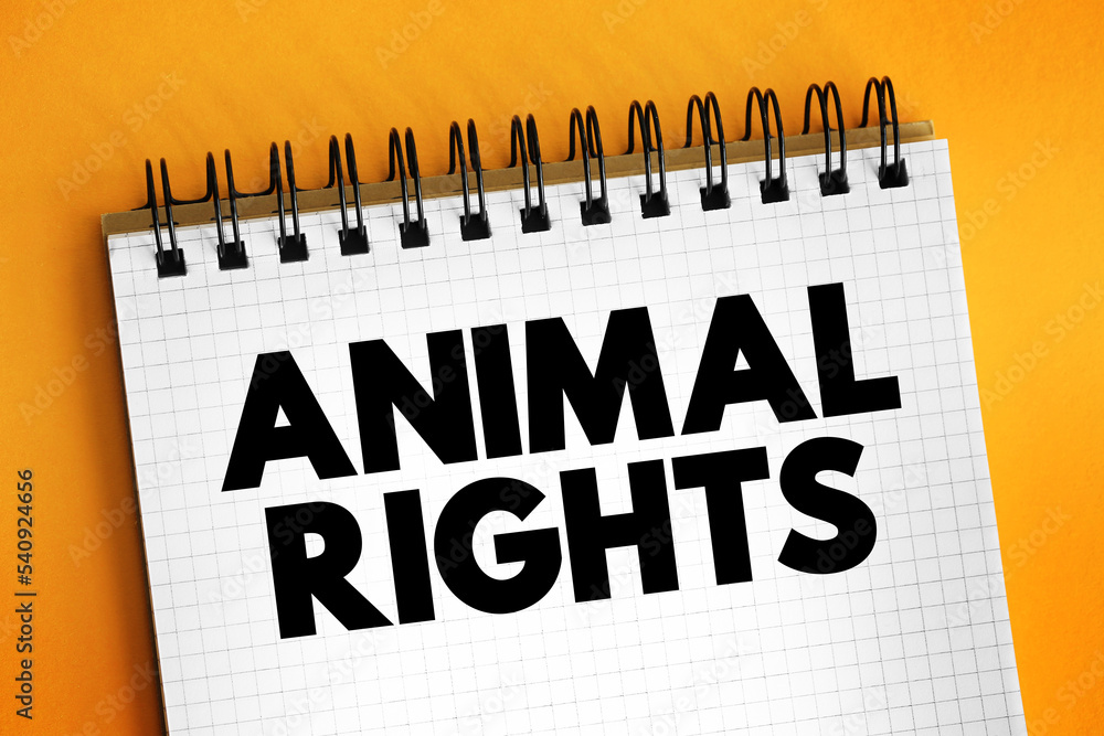 Animal rights - philosophy according to which many or all sentient animals have moral worth that is independent of their utility for humans, text concept on notepad