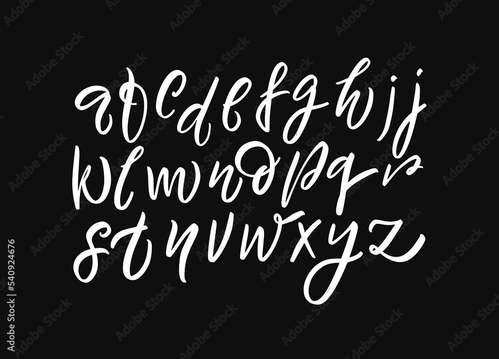 Hand drawn calligraphy lettering font. White color signs letters. Hand drawn calligraphy lettering font. White color signs letters.