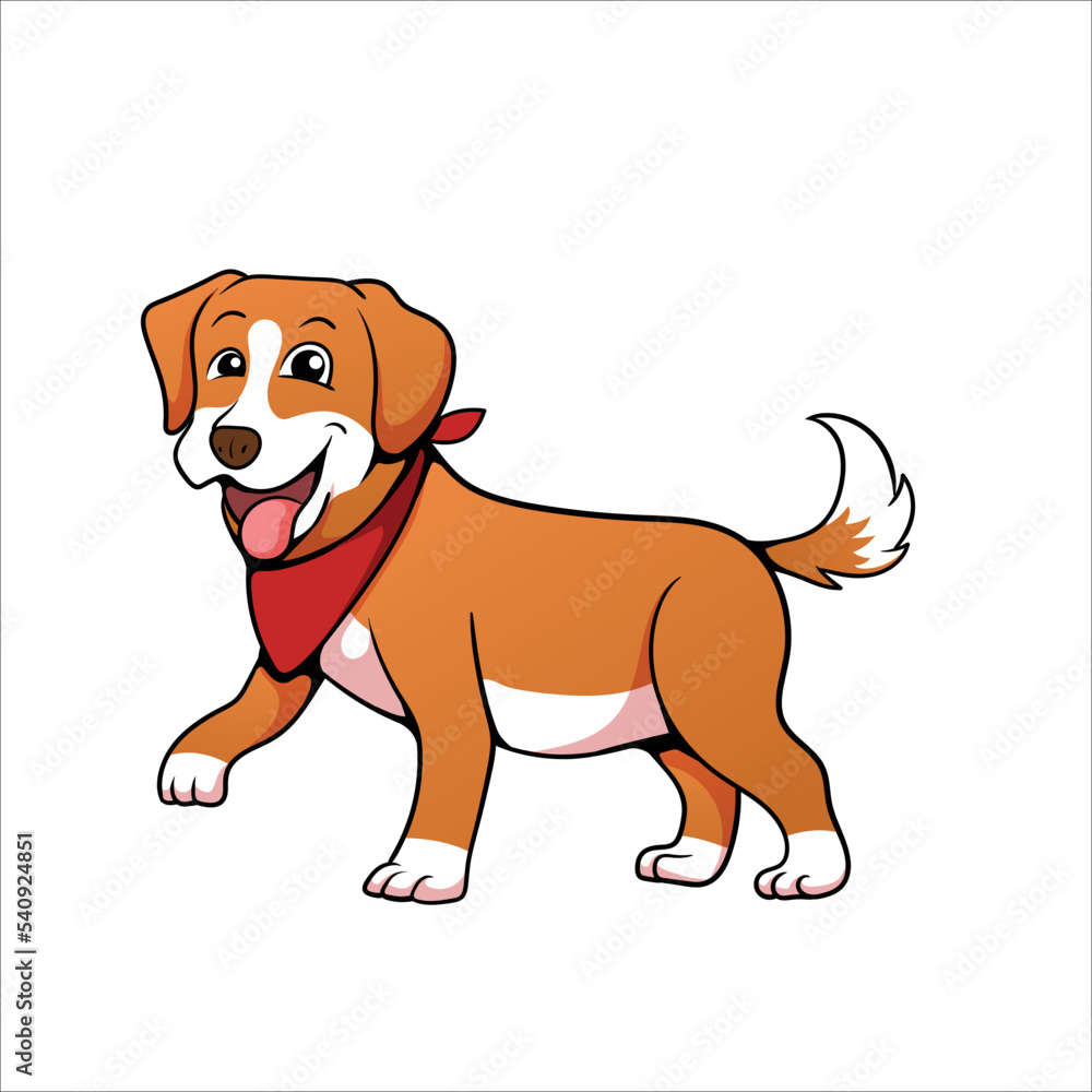 Smiling happy dog standing on three legs, animal vector cartoon illustration Smiling happy dog standing on three legs, animal vector cartoon illustration