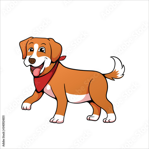 Smiling happy dog standing on three legs  animal vector cartoon illustration
