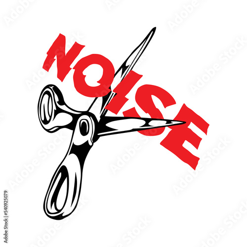 warped red font and scissors image.vector illustration.decorative elements isolated on white background.modern typography design perfect for t shirt,tattoo,poster,banner,print,etc