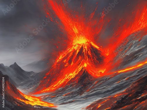 Volcanic Eruption, Natural Disaster - Digital Art