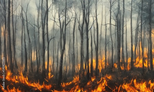 Wildfire Forest - Digital Art