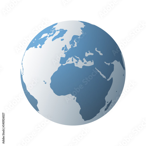 Fototapeta Naklejka Na Ścianę i Meble -  Simple Blue Earth Globe Design Isolated on White Background - Europe, Africa, Middle East Side - Vector Design