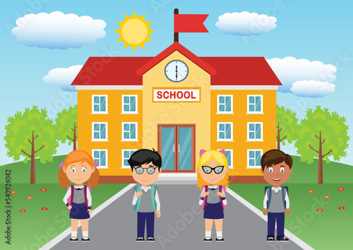 Children returning to school. Back to school
