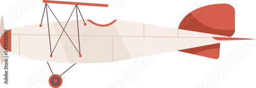 Retro airplane side view flat illustration