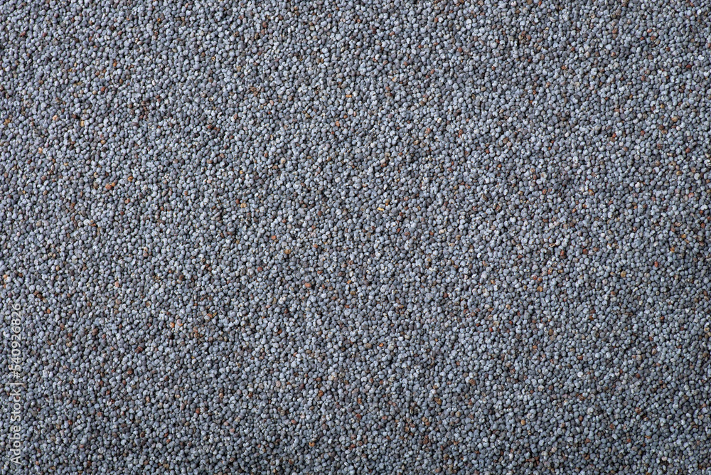 Background of dark poppy seed. Top down shot of poppy seed on the table Background of dark poppy seed. Top down shot of poppy seed on the table