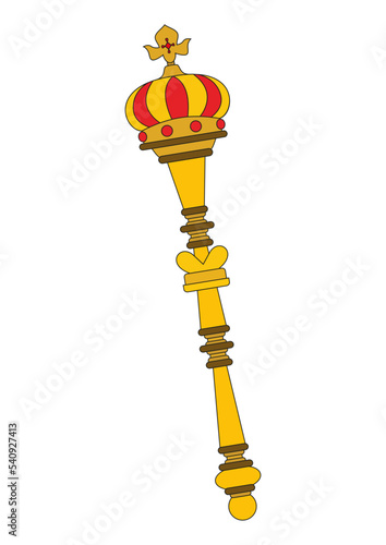 Clipart Sceptre. Vector illustration of golden sceptre isolated on white background