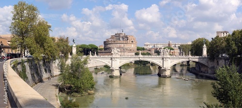 A Panoramic Picture of Castel Sant’Angelo and Vittorio Emanuele II Bridge.