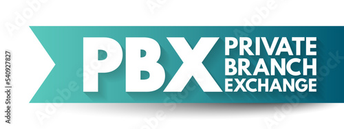 PBX Private Branch eXchange - term for a telephone system or an interphone network, acronym text concept background