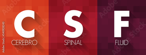 CSF Cerebrospinal Fluid - clear fluid that surrounds the brain and spinal cord, acronym text concept background