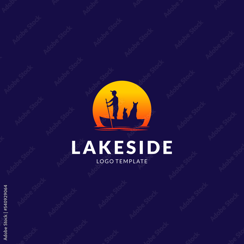 Lakeside with Animal Logo Vector Abstract Business