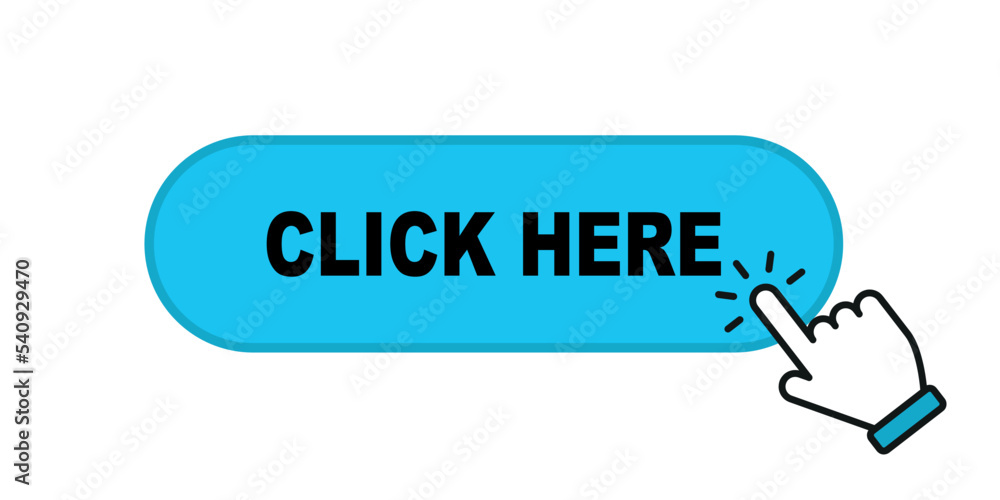 Click here button with hand pointer clicking. Web button with action of hand pointer. Click here, UI button concept. Vector illustration Click here button with hand pointer clicking. Web button with action of hand pointer. Click here, UI button concept. Vector illustration
