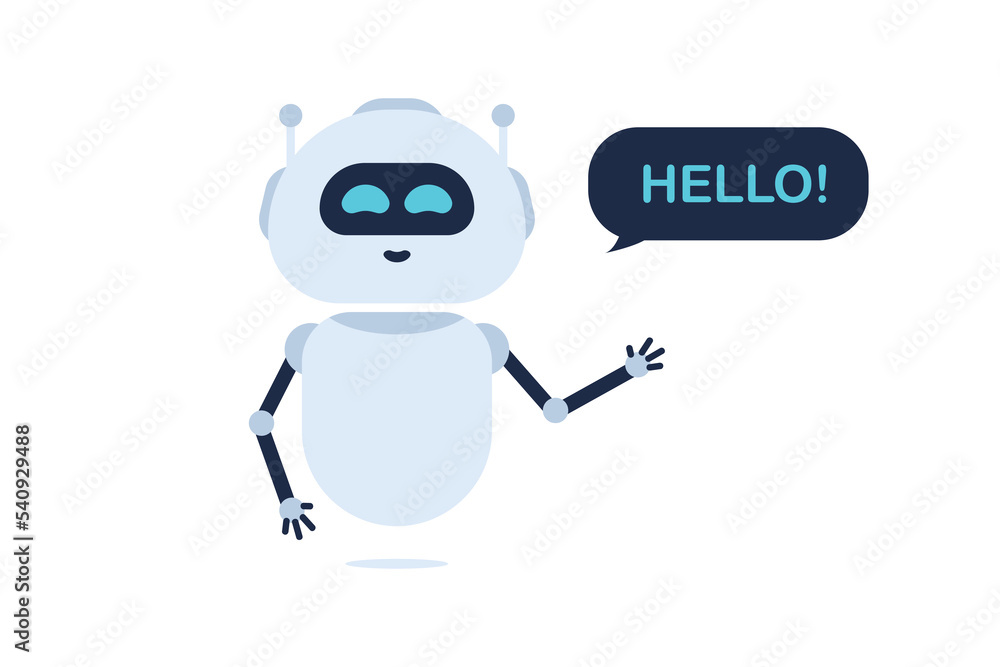 The chat bot vector design illustration. Support service bot. Chatbot greets. Smiling chatbot helping solve a problems. Online consultation, customer service, support, assistant The chat bot vector design illustration. Support service bot. Chatbot greets. Smiling chatbot helping solve a problems. Online consultation, customer service, support, assistant