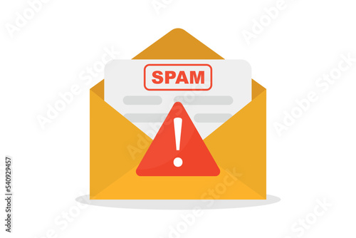 Scam alert. Network and internet security. Hacker attack and web security vector concept, phishing scam. Spam email message distribution, malware spreading virus. Vector illustration