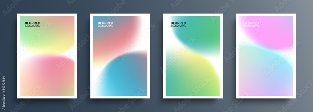 Set of blurred circles. Abstract backgrounds with soft gradient round shapes for your creative graphic design. Vector illustration.