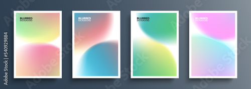 Set of blurred circles. Abstract backgrounds with soft gradient round shapes for your creative graphic design. Vector illustration.