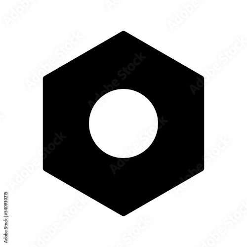 Realistic hexagonal nut icon. Metal female screw. Nut bolt color editable