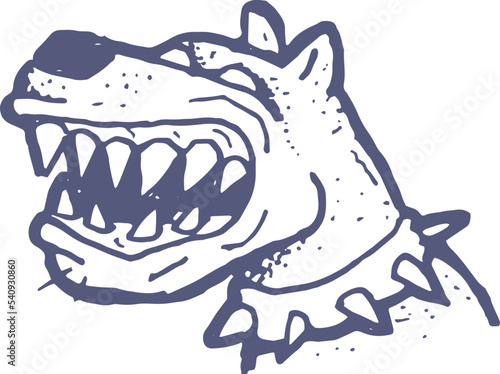 Mad angry dog hand draw black