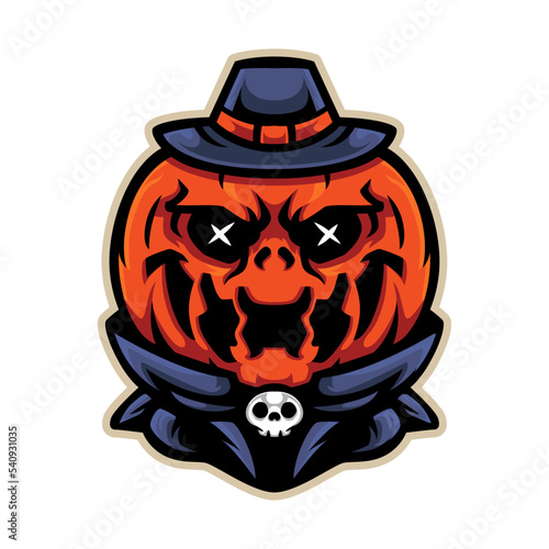Halloween scary pumpkin sport mascot logo design
