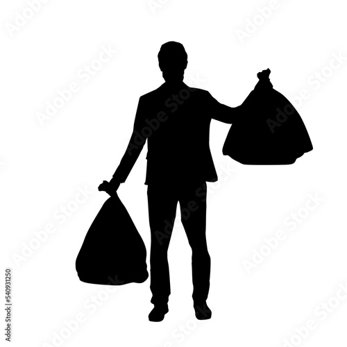 Silhouette Of Person Throwing Garbage With Garbage Bags
