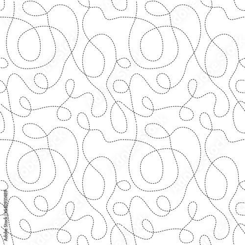 Seamless vector background with sewing seam on white. stroke lines pattern. Wrapping paper