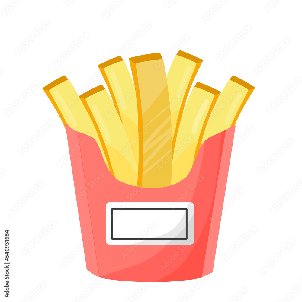 French fried in bucket food illustration French fried in bucket food illustration