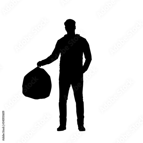 Silhouette Of Person Throwing Garbage With Garbage Bags
