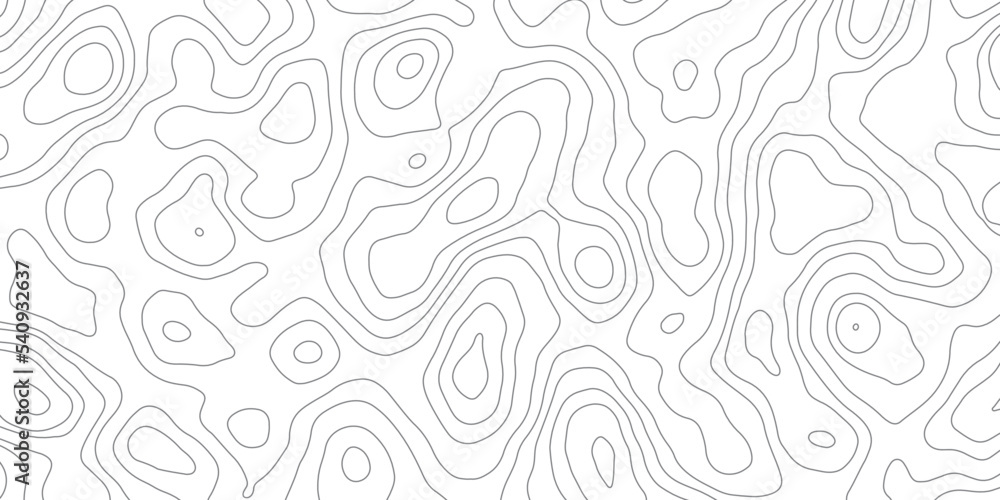 Topographic Line Pattern in Black and White. Topographic Map Seamless Pattern. Vector Background