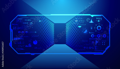 abstract technology ui futuristic concept hud interface hologram elements of digital data chart, communication, computing and circle percent vitality innovation on hi tech future design background