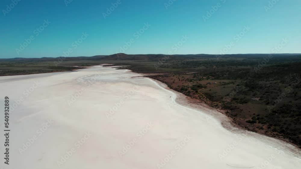 Drone flyover Majestic Lake Gairdner, Pink and white colored salt flat lake, Australia Drone flyover Majestic Lake Gairdner, Pink and white colored salt flat lake, Australia