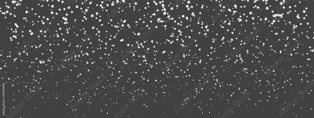 Abstract winter background from snowflakes blown by the wind on a black background. Vector illustrator