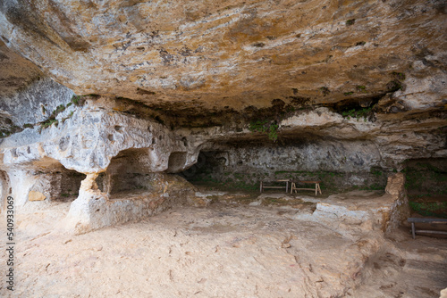 The Maison Forte de Reignac house in the rocks in the dordogne photo