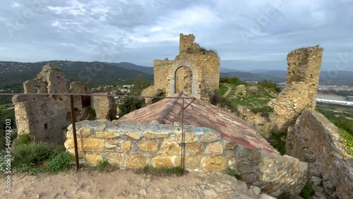 European medieval tourist circuit ruined castle Palafolls a few kilometers from the beach in Barcelona photo