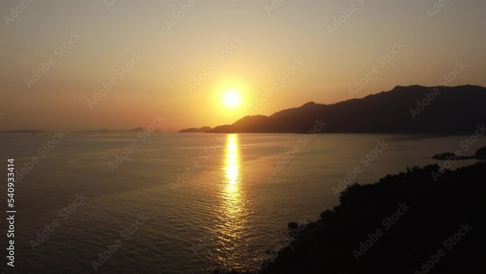 Beautiful Sunset Over a Jungle and Ocean Sea in Hong Kong Beautiful Sunset Over a Jungle and Ocean Sea in Hong Kong