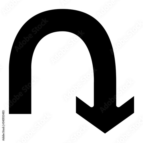 curved downward arrow