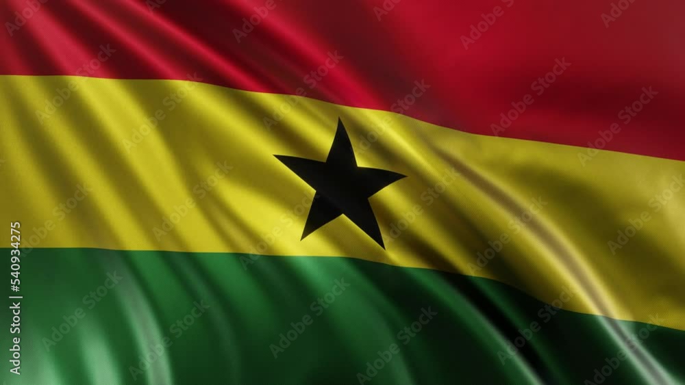 The waving flag of Ghana in the best quality with fabric texture. Slow motion. 4K loop animation. The waving flag of Ghana in the best quality with fabric texture. Slow motion. 4K loop animation.