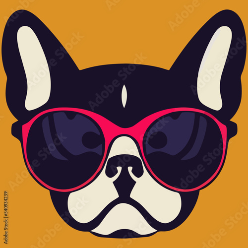 illustration Vector graphic of French bulldog wearing sunglasses isolated good for logo, icon, mascot, print or customize your design