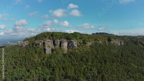 Aerial view of sandstone rock formation Drabske svetnicky in Bohemian paradise photo