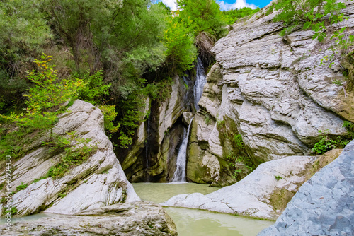 Bogova waterfall summer in Albania in the mountains