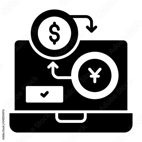 currency exchange function, money converting and circulation, Premium quality vector illustration concept. Glyph icon symbol.