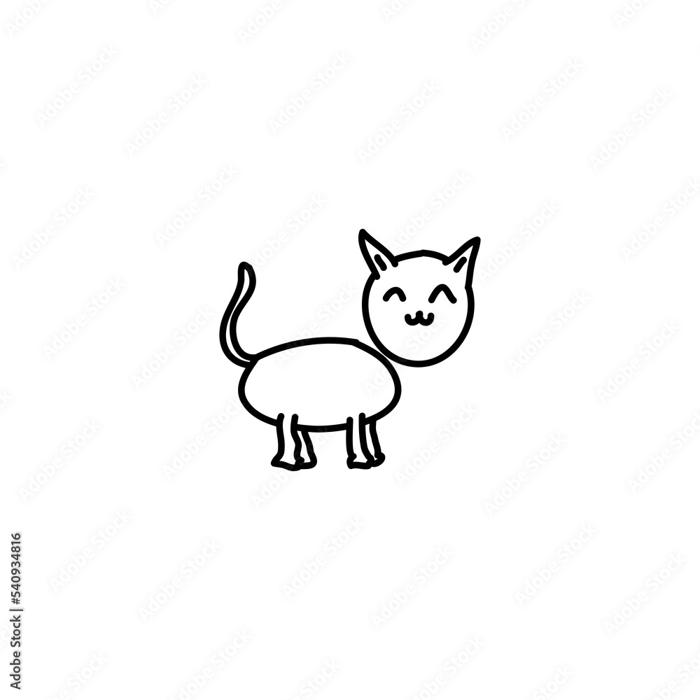 Fototapeta premium Hand drawn cat icon, simple doodle icon