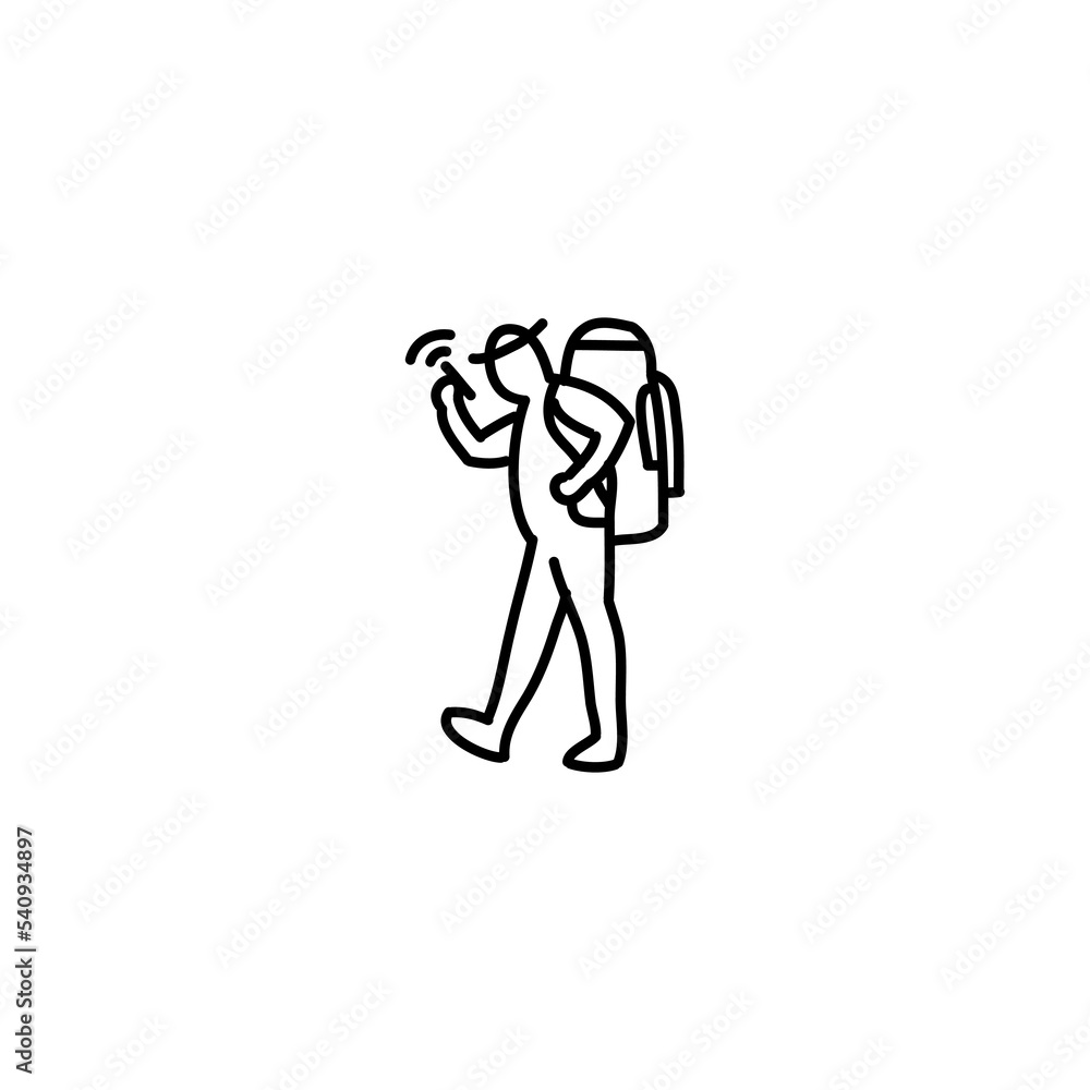 Hand drawn backpacker icon, simple doodle icon Hand drawn backpacker icon, simple doodle icon