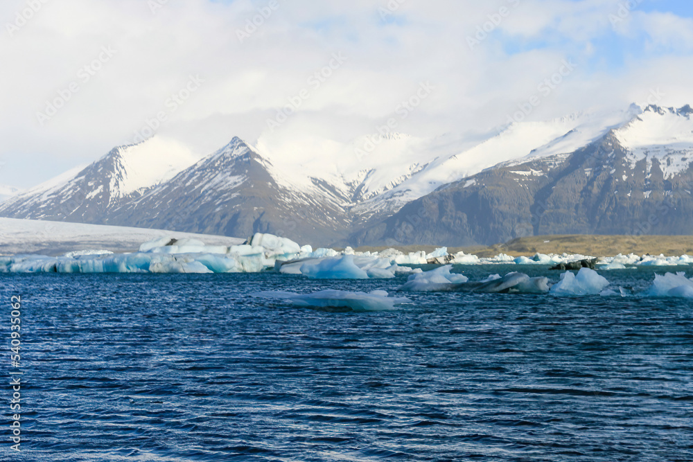 Jokulsarlon lake with ice and icebergs in Iceland Jokulsarlon lake with ice and icebergs in Iceland