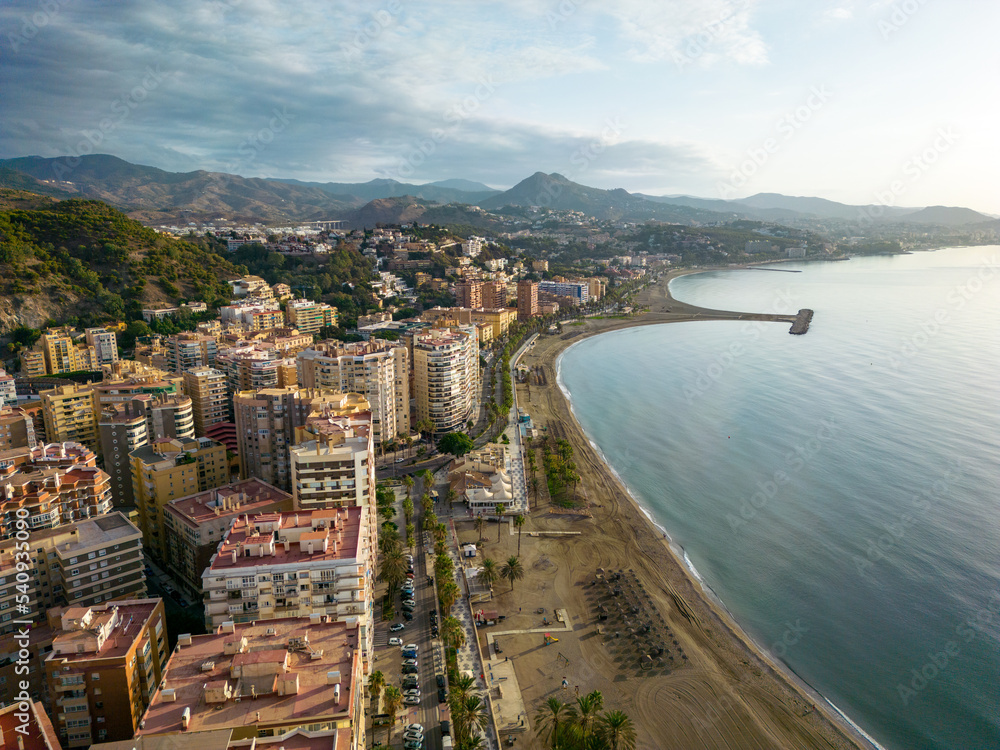 Malaga Aerial View from Gibralfaro Castle. Malaga, Costa del Sol, Andalusia, Spain. Europe. 