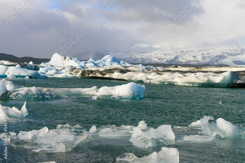 Jokulsarlon lake with ice and icebergs in Iceland