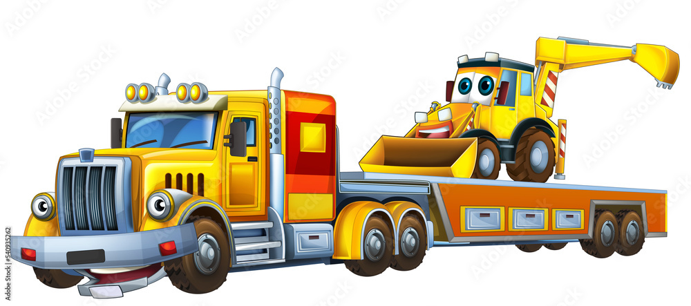 cartoon tow truck driving with load other car illustration cartoon tow truck driving with load other car illustration