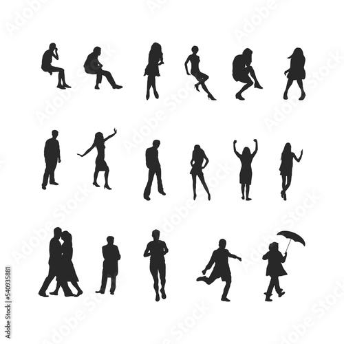 Set of people silhouette vector