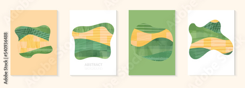 Abstract agriculture field background, green farm, irregular organic blob figure. Aesthetic nature pattern. Rural asymmetric form vector illustration with texture. Random amoeba shapes, ecology poster
