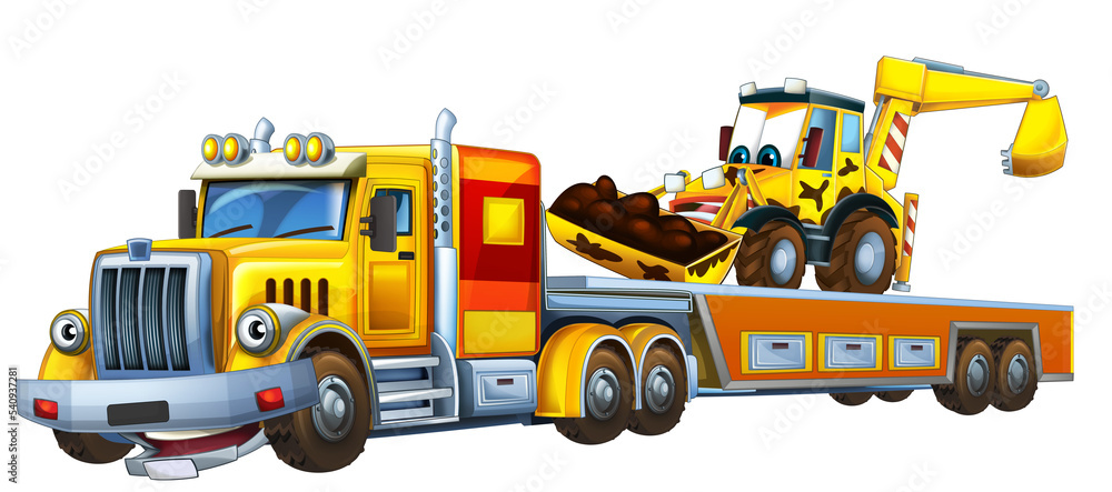 cartoon tow truck driving with load other car illustration cartoon tow truck driving with load other car illustration